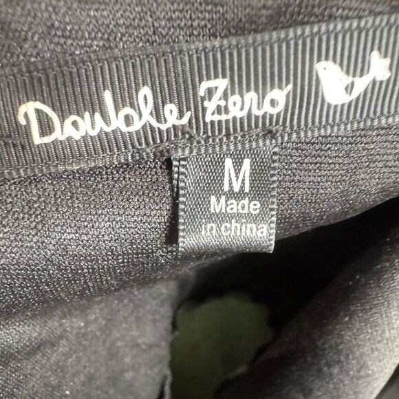 Double Zero black leather army green chiffon combo peplum top size medium - Picture 4 of 6